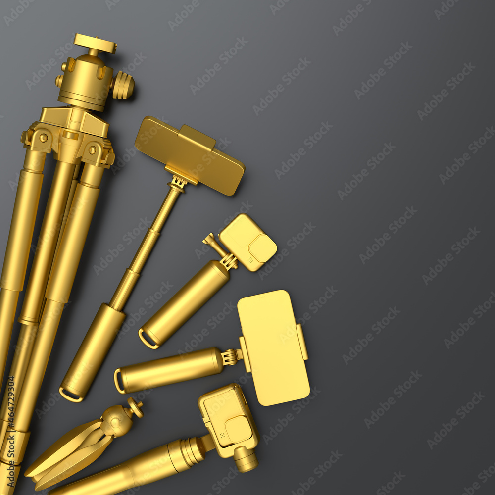 Top view of designer workspace and photography gear on black table background Top view of designer workspace and photography gear on black table background