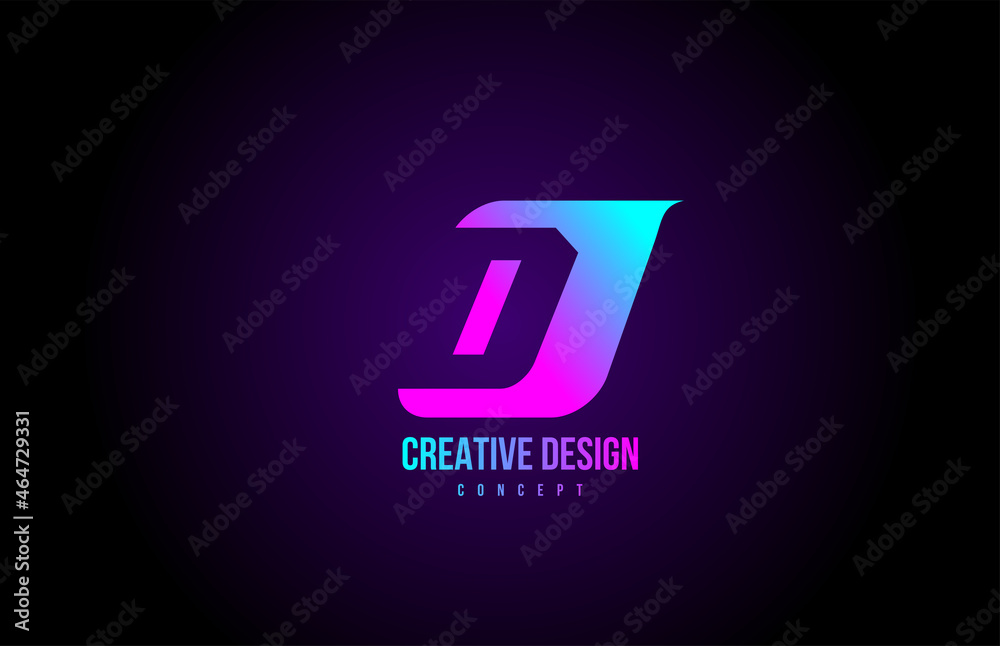 Fototapeta premium D alphabet letter logo icon in pink colour. Design for business and company