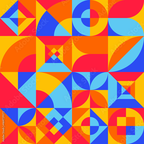 Bauhaus Elements Seamless Background. Vector Illustration of Geometrical Pattern.