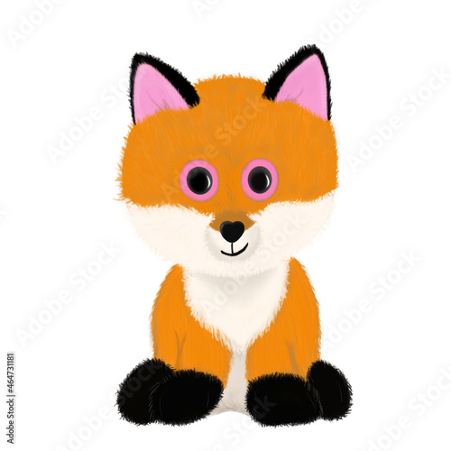 Cute fox on a white background, illustration