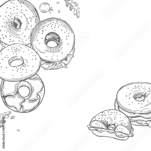 Sketch   bagels. Vector background