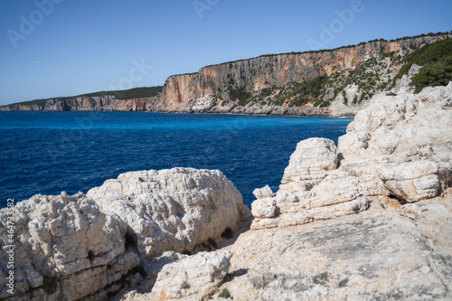 Rocky coastline close to Alaties Beach, Kefalonia, Ionian islands, Greece photo