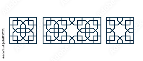 Set of templates Islamic pattern for laser cutting or paper cut for interior design. Vector illustration.