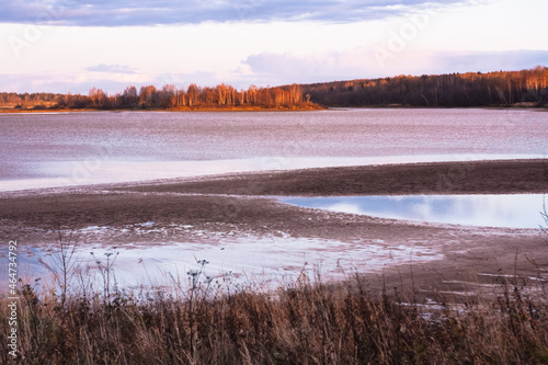 Autumn landscape with picturesque lake  Moscow region  Russia