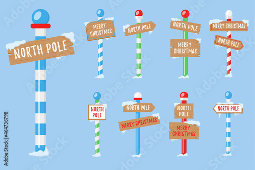 Winter holiday xmas signs for the north pole.