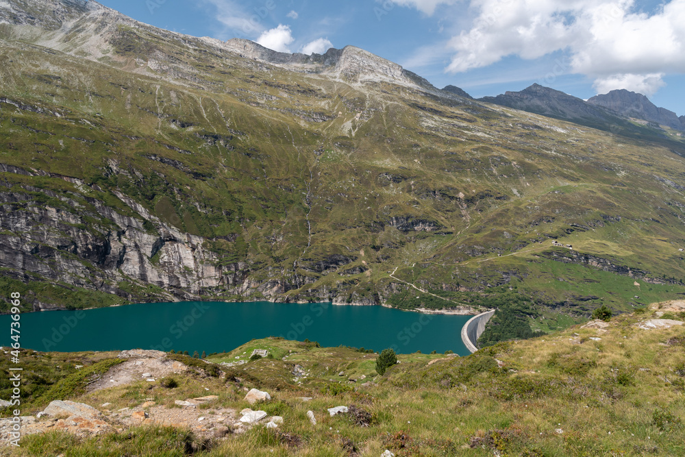 Vals, Switzerland, August 21, 2021 Dam at the lake Zervreila