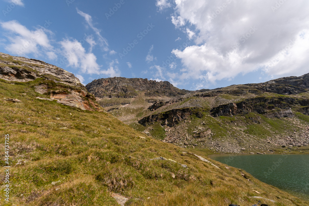 Vals, Switzerland, August 21, 2021 Alpine lake in a natural scenery