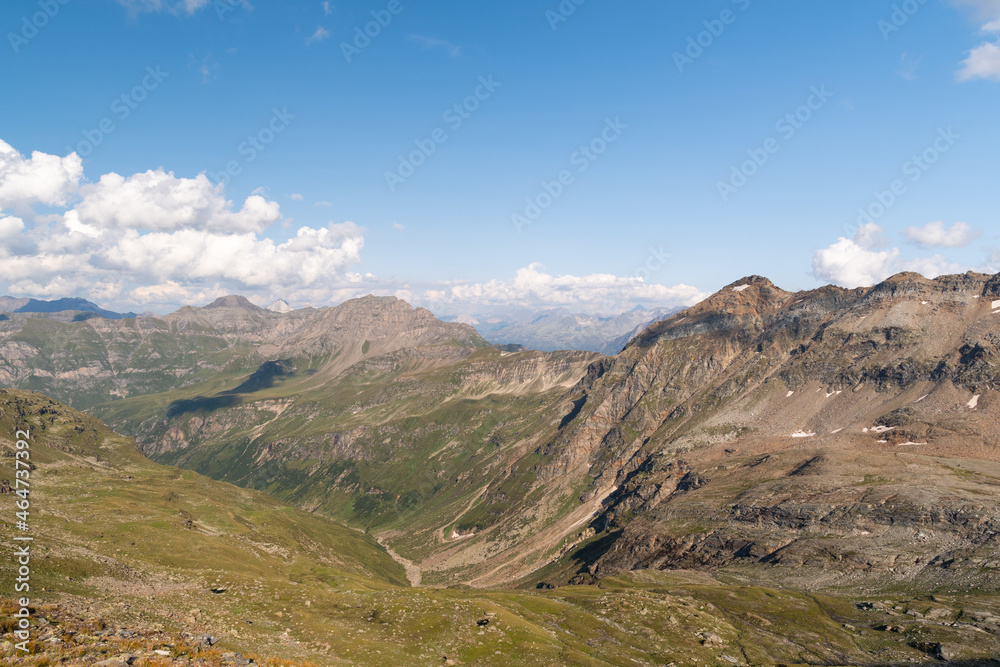 Vals, Switzerland, August 21, 2021 Mountain panorama on a sunny day
