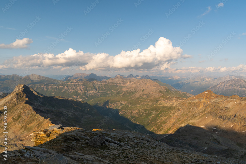 Vals, Switzerland, August 21, 2021 Majestic mountain panorama and the valley