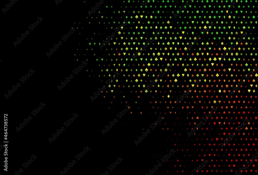 Dark green, red vector pattern with symbol of cards. Dark green, red vector pattern with symbol of cards.