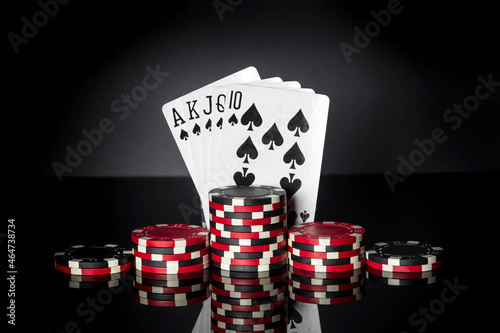Принти на полотні Poker game with royal flush combination