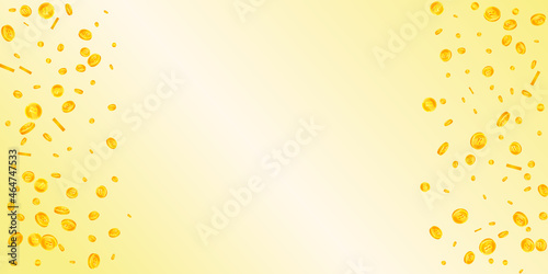 Thai baht coins falling. Fetching scattered THB coins. Thailand money. Decent jackpot, wealth or success concept. Vector illustration.