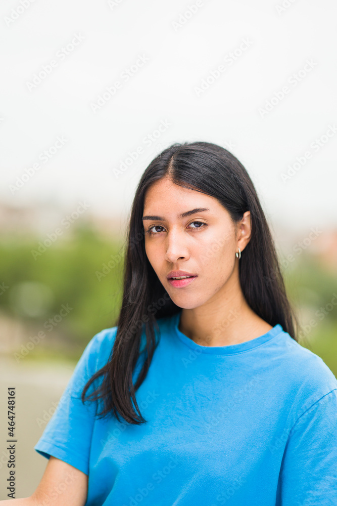 Latin young woman headshot lifestyle portrait loking at camera. Hispanic Venezuelan Latin young woman headshot lifestyle portrait loking at camera. Hispanic Venezuelan