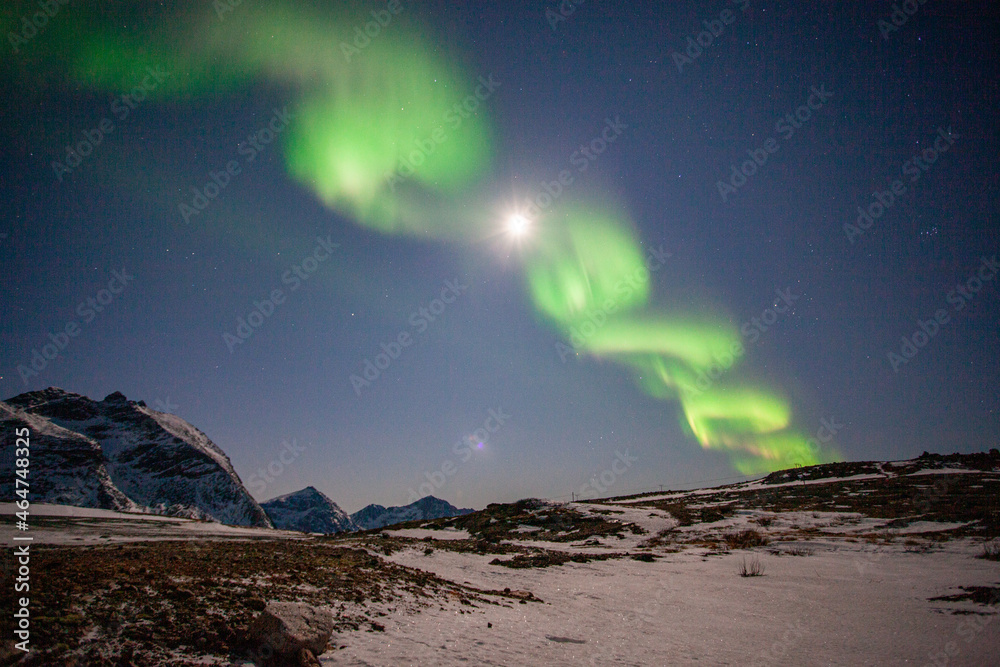 Northern lights aurora borealis in Tromso, Norway