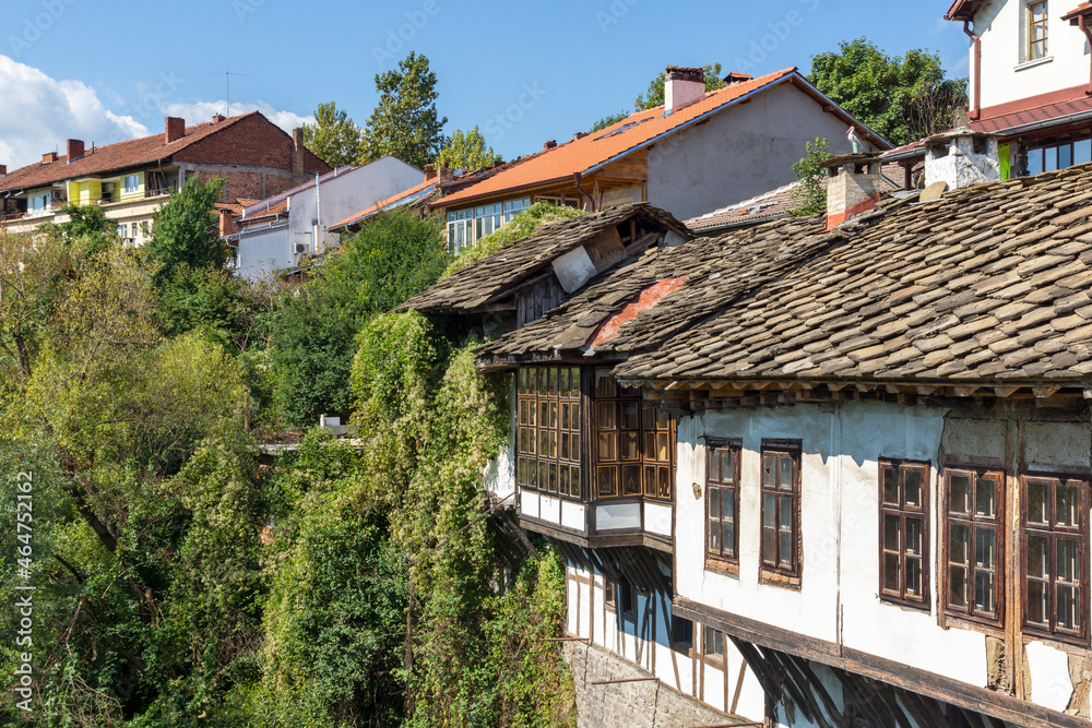 Panoramic view of center of town of Troyan, Bulgaria