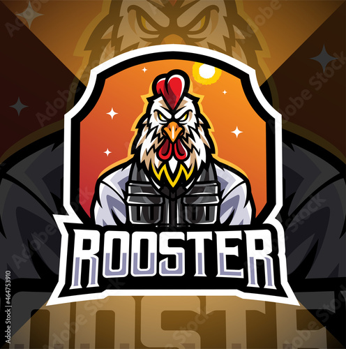 Rooster esport mascot logo design