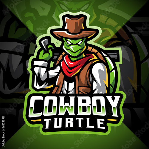Cowboy turtle esport mascot logo design