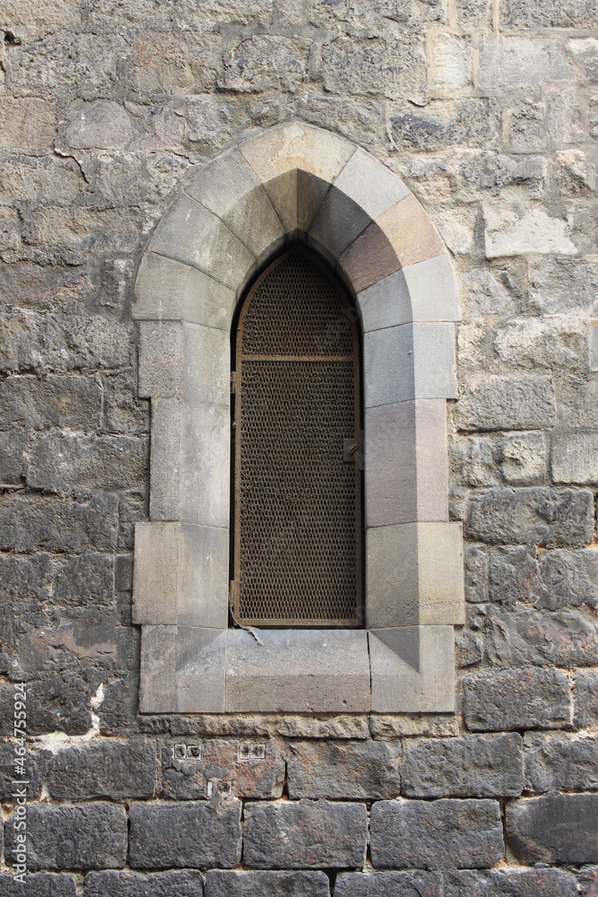 Medieval window in the Gothic Quarter of Barcelona, Spain