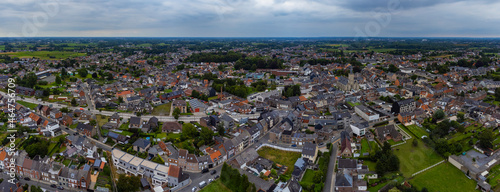 Aerial view from downtown of the city Lede in Belgium on a cloudy afternoon in summer