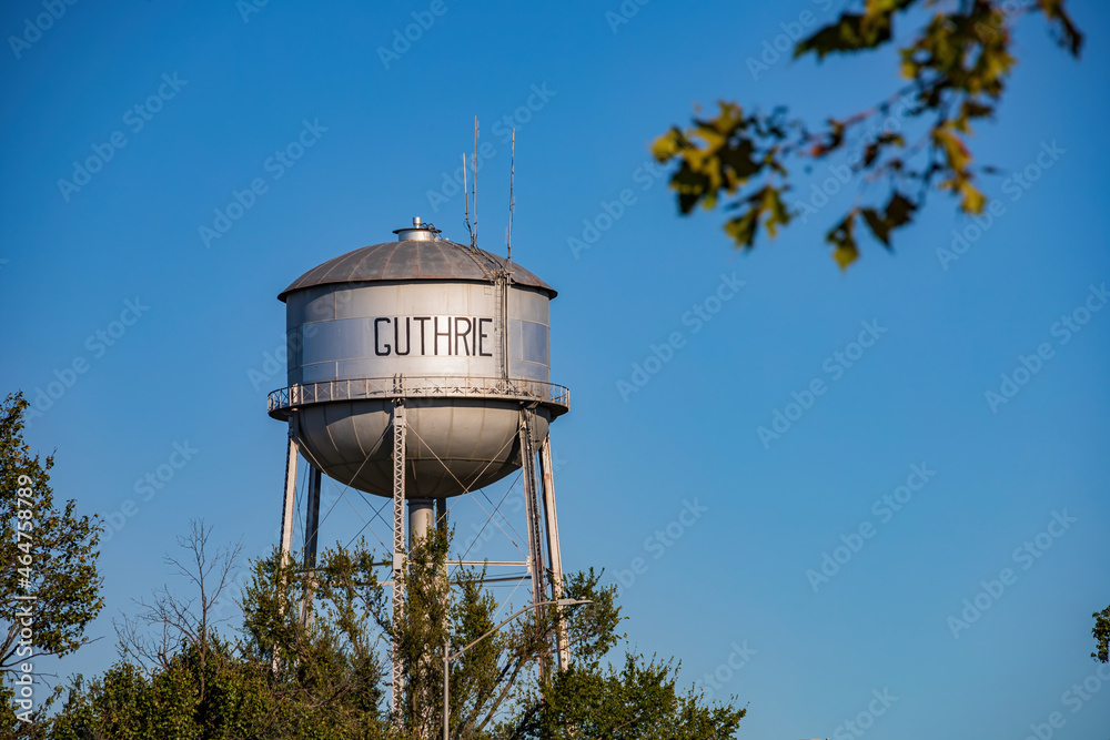 Sunny view of the big Guthre water tower