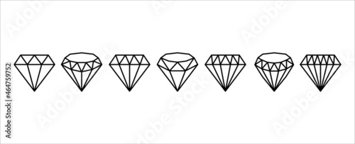 Diamond icon set. Diamond vector icons symbol design. Diamond in flat line style illustration.