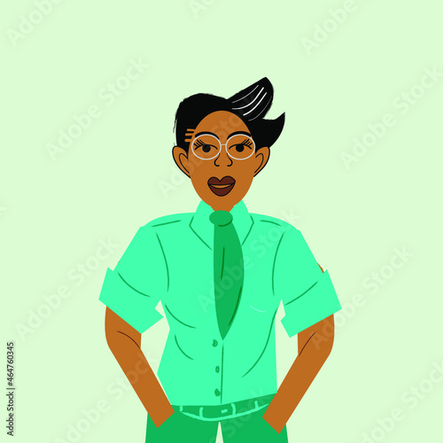 Well dressed lesbian woman wearing a tie