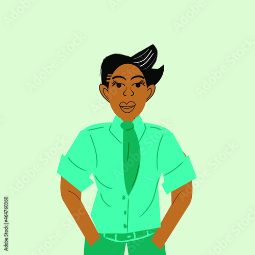 Well dressed lesbian woman wearing a tie