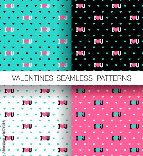 Set of word I love you seamless pattern background for valentine’s day.