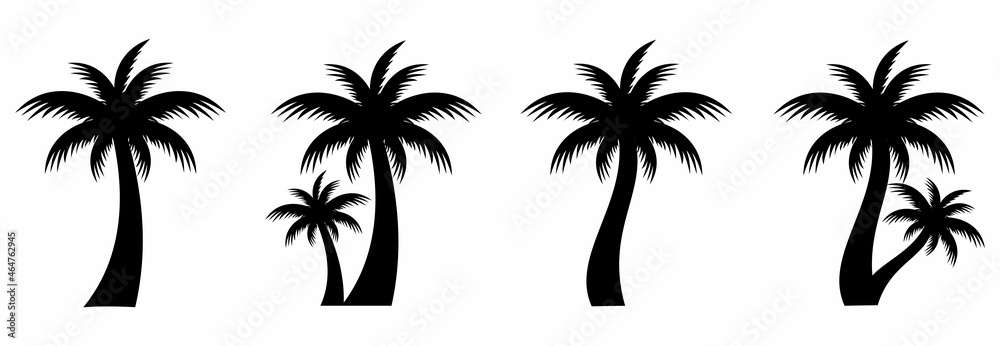 palm tree icon set, palm tree vector set sign symbol