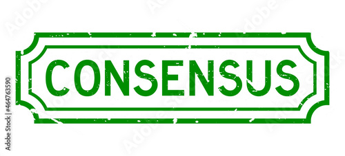 Grunge green consensus word rubber business seal stamp on white background