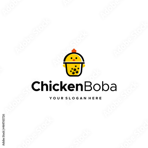 modern ChickenBoba coock chick boba logo design photo