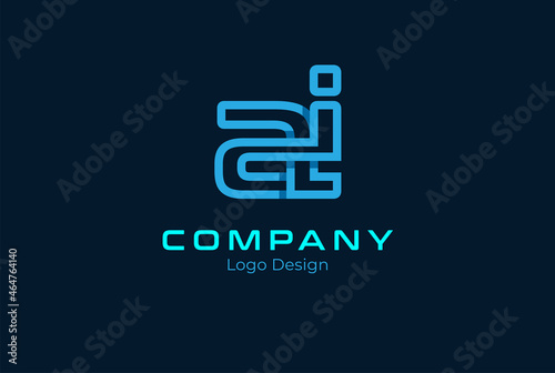 Initial A and I monogram logo, usbale for technology and business logo, vector illustration