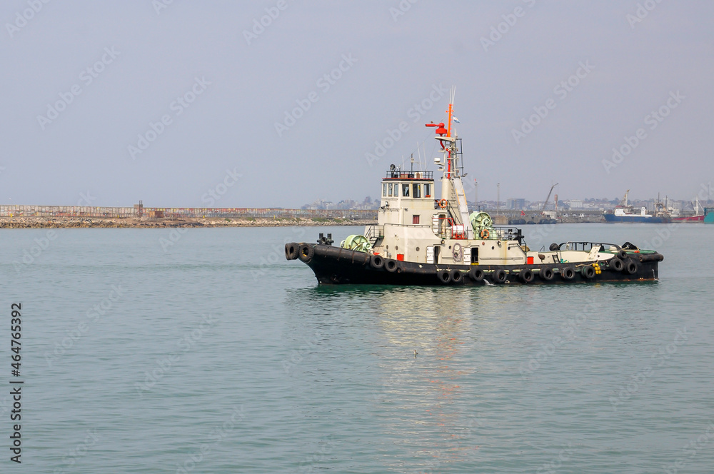 Tug boat in Mar del Plata's harbor waiting for work