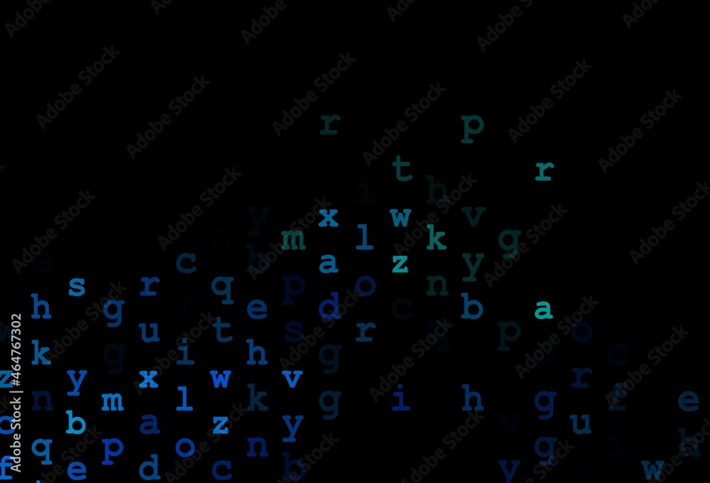 Fototapeta premium Dark blue, green vector pattern with ABC symbols.