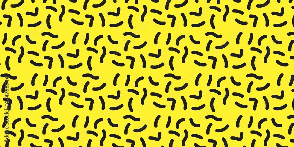 radom pattern of short line black worm design in yellow background