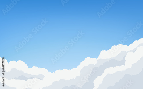 青空の下に広がる雲を描いたイラスト