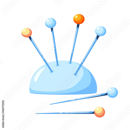Sewing Vector illustration isolate background. Pillow with sewing needles