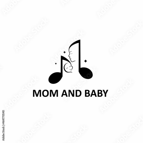 logo for music industry, note music logo design template, mom and baby music logo