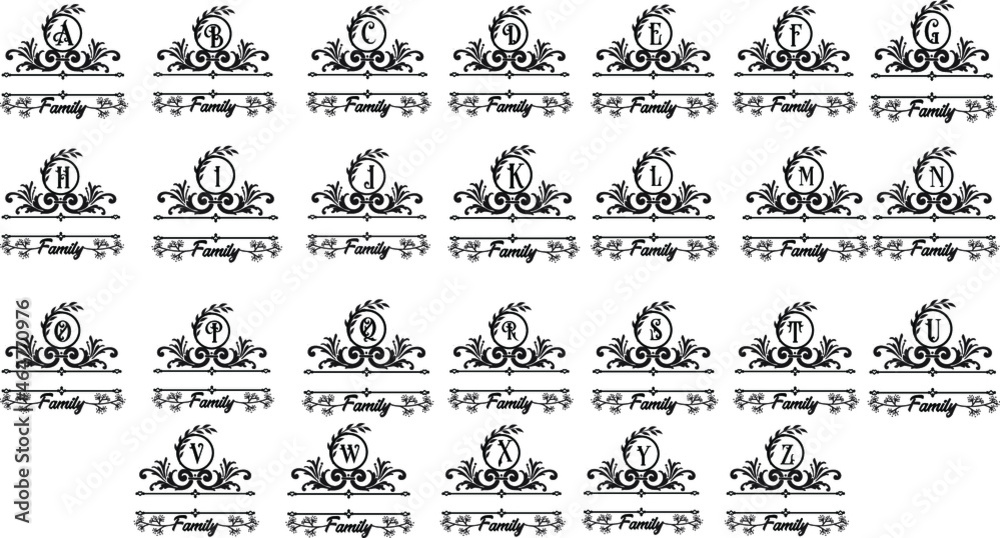 Fototapeta premium Christmas monogram alphabet.