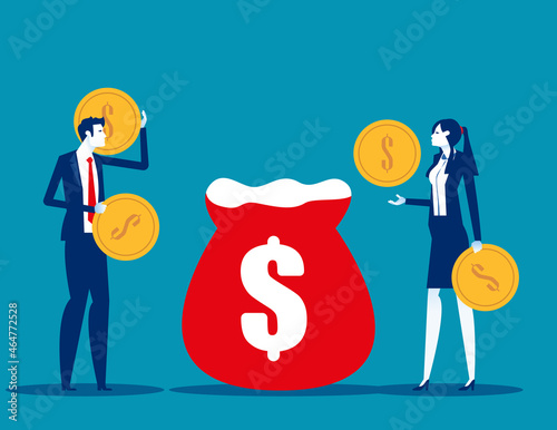 Slika na platnu Business with investment fund. Flat vector illustration concept