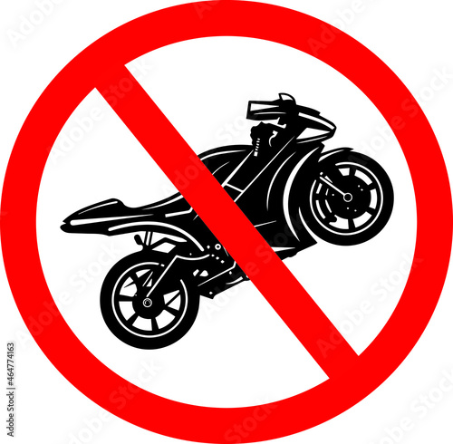 Color image of a traffic sign prohibiting motorcycles from entering the road where the sign is installed