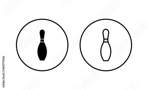 Bowling icons set. bowling ball and pin sign and symbol.