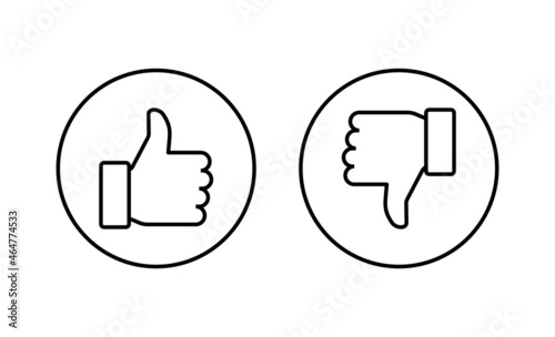 Like and dislike icons set. Thumbs up and thumbs down sign and symbol.