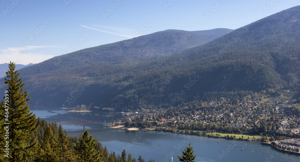 View of a small Town, Nelson. Sunny Morning. Located in the Interior of British Columbia, Canada.