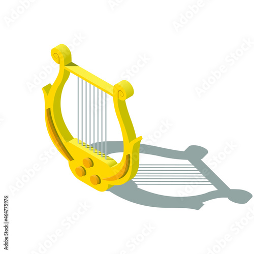Isometric 3D Music Instrument Lyre  Play Element Vector Design Style For Concert, Performance, Relax
