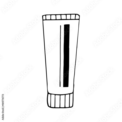 tube of ointment, cream, toothpaste hand drawn doodle. vector, scandinavian, nordic, minimalism, monochrome. icon. medicine, health, treatment.