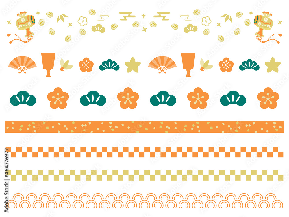 Naklejka premium 日本の伝統柄のラインイラスト