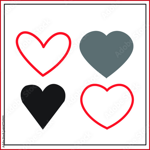  Collection of heart illustrations, Valentine's Day, Love symbol icon set, love symbol vector, posters, cards.