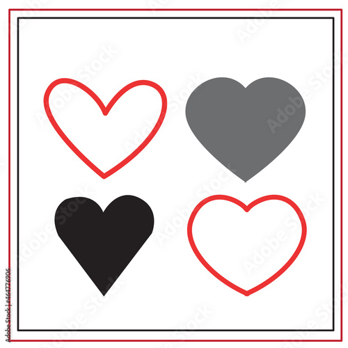  Collection of heart illustrations, Valentine's Day, Love symbol icon set, love symbol vector, posters, cards.