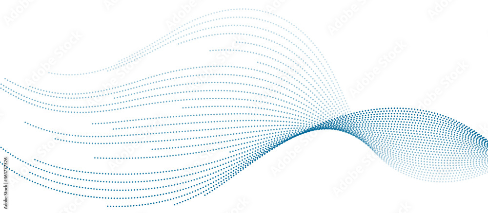 Blue minimal wavy dotted lines abstract futuristic tech background. Vector digital banner design Blue minimal wavy dotted lines abstract futuristic tech background. Vector digital banner design